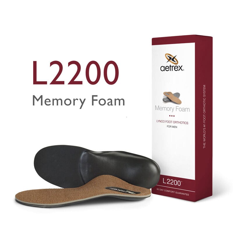 Mens Aetrex Lynco L2200 Memory Foam Orthotics package view